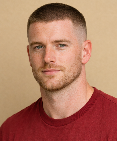 Buzz Cut Low Fade for a Softer Finish