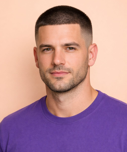 Mid Fade Buzz Cut Hairstyle