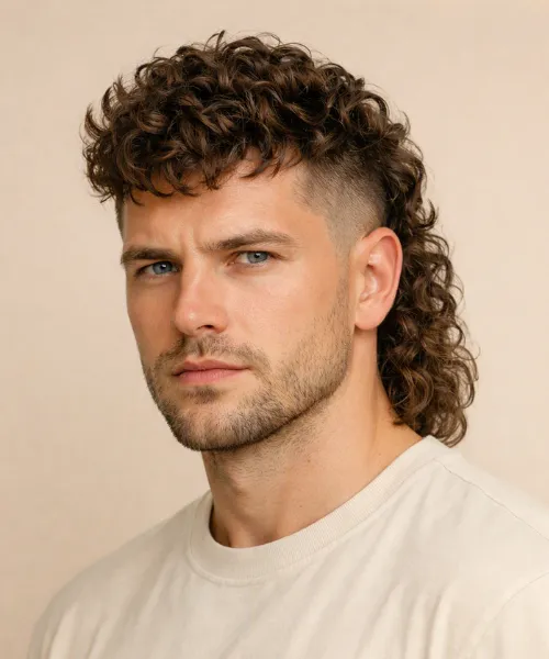 Curly Mullet Fade Hairs