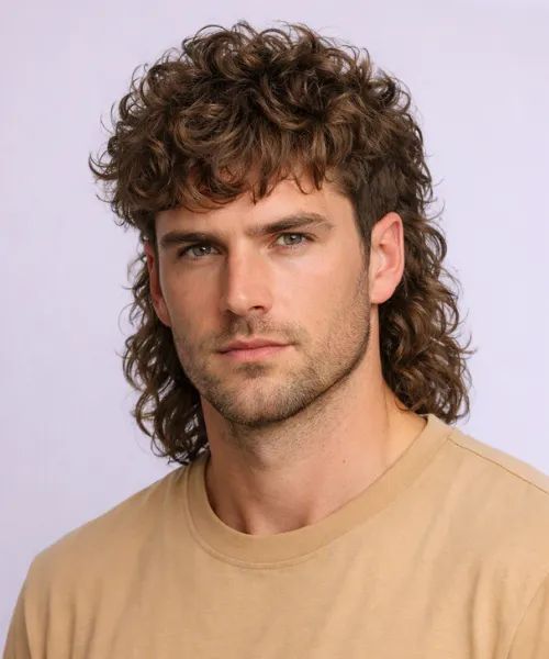 Curly Shaggy Mullet For Mens