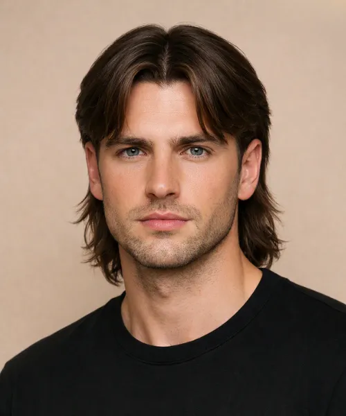 Classic Middle Part Mullet