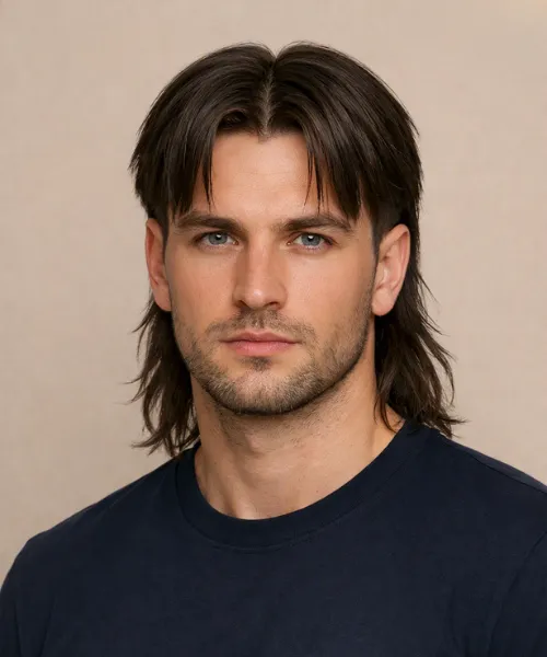 Middle Part Mullet